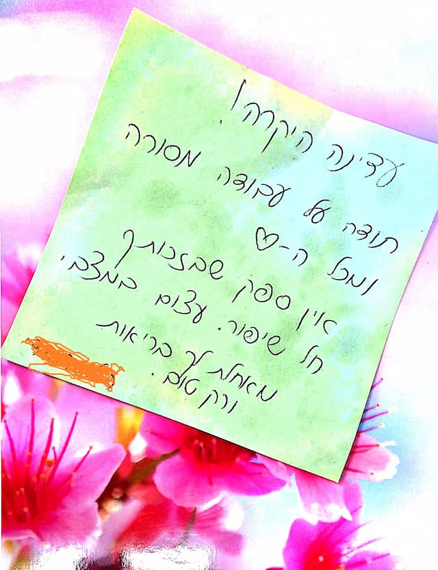 מכתב תודה לעדינה 